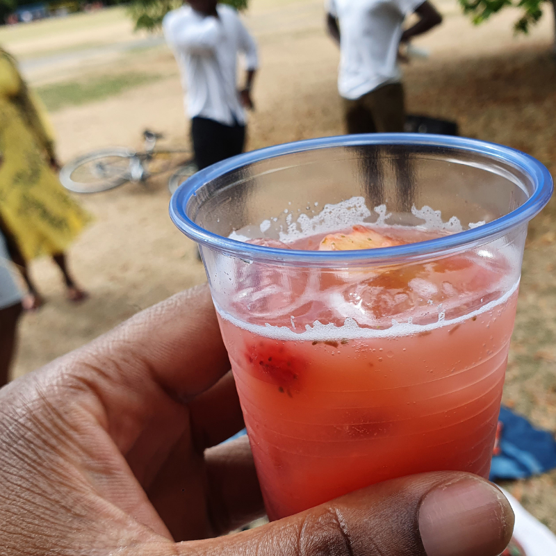 Pink cocktail at the picnic